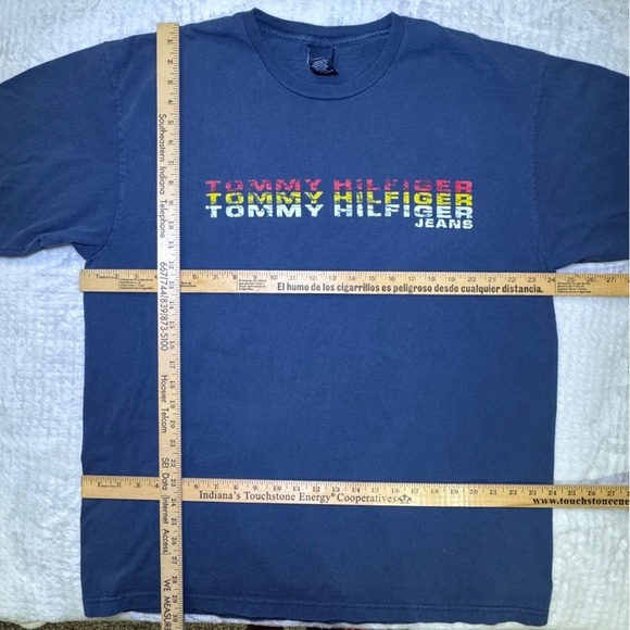 Vintage Tommy Hilfiger Jeans Log T-shirt Top Graphic T Shirt Tee-Tee Y2K - Picture 3 of 8